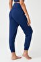 Navy Blue Elastic Waist Shalwar Look Harem Pants Yoga Joggers - 2