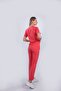 Soft stretch fabric surgical set, nurse uniform, unisex, set-in sleeve, coral - 2