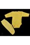 Long Sleeve Baby Bodysuit with Snap Fasteners and Solid Color Bottom Bodysuit Set with Booties (Yellow Color)