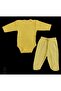 Long Sleeve Baby Bodysuit with Snap Fasteners and Solid Color Bottom Bodysuit Set with Booties (Yellow Color) - 2