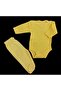 Long Sleeve Baby Bodysuit with Snap Fasteners and Solid Color Bottom Bodysuit Set with Booties (Yellow Color) - 3