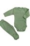 Long Sleeve Baby Bodysuit with Snaps and Plain Color Bottom Bodysuit with Booties (Mold Color) - 4