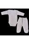 Long Sleeve Baby Bodysuit with Snaps and Plain Color Bottom Bodysuit with Booties (White Color) - 2