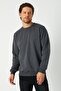 Erkek Antrasit Basic Bisiklet Yaka Sweatshirt - 2