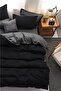 Mul Dubbelsid Double-Sided Duvet Cover Set Sheet with Elastic 200*220 Black-Gray