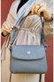 Women's Gray Two-Strap 3-Compartment Shoulder and Crossbody Bag Wallet Combination - 4
