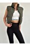 Women's Khaki Short Crop Inflatable Vest Ylk0034 - 3