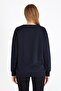 Women's Navy Blue Color Basic Crew Neck Sweatshirt - 7