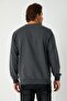Erkek Antrasit Basic Bisiklet Yaka Sweatshirt - 5