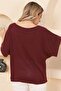 Women's Burgundy Boat Neck Oversize Fine Knit Blouse - 4