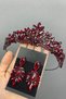 Burgundy Berlin Model Bridal Henna Crown and Earrings - 2