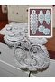Damla 5-Piece Luxury Runner Living Room Table Cover Coffee Table Set French Laced Dowry Set Glitter