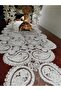 Damla 5-Piece Luxury Runner Living Room Table Cover Coffee Table Set French Laced Dowry Set Glitter - 5