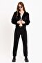 Black Women's Faux Fur Jacket with Zipper - 6