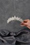 تاج زفاف بادي مطرز بالكريستال الفضي - 4