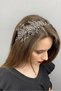 Matte Gray Deren Bridal Crown and Hair Accessory - 2