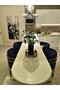 Ottoman 5 Piece Luxury Runner Living Room Coffee Table Tablecloth Set French Laced Dowry Set Gray - 3