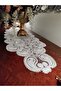 Damla 5-Piece Luxury Runner Living Room Table Cover Coffee Table Set French Laced Dowry Set Glitter - 4