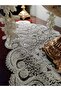 Damla 5-Piece Luxury Runner Living Room Table Cover Coffee Table Set French Laced Dowry Set Glitter - 6