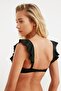 Siyah Volanlı Bralette Kaplı Bikini Üstü TBESS21BU0053 - 4