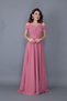 Women's Strappy Off-Shoulder Detail Maxi Length Flared Dried Rose Evening Dress Engagement and Graduation Dress - 3