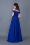Women's Strappy Off-Shoulder Detail Maxi Length Flared Sax Blue Evening Dress Engagement and Graduation Dress - 7