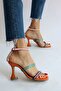 Colorful Satin Stone Detailed Sandals - 4