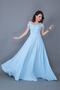 Women's Strappy Off-Shoulder Detail Maxi Length Flared Baby Blue Evening Dress Engagement and Graduation Dress - 6