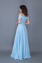 Women's Strappy Off-Shoulder Detail Maxi Length Flared Baby Blue Evening Dress Engagement and Graduation Dress - 8