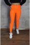 Neon Orange High Waist Honeycomb Leggings - 2