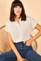 Women's Beige Patterned Bat Sleeve Linen Shirt 10801027 - 2