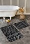 Set of 2 Authentic Geometric Ethnic Motifs with Ethnic Motifs on Black Background Set of 2 Bath Mat - 3