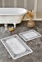 Gray - Black Framed on the Floor Classic Geometric Simple & Stylish 2-Piece Bathroom & Kitchen Mat Set - 3