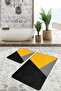 Yellow - Modern Motif Geometric on Black Floor Simple & Stylish 2-Piece Bathroom & Kitchen Mat Set - 6