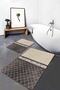 Cream - Diamond Geometric Classic 2-Piece Bathroom & Kitchen Mat Set with Marble Motif on Brown Floor - 3