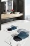 Bohemian Classic 2-Piece Bath Mat Set with Modern Art Motif Black Blue Oil Painting Pattern on Ecru Floor - 3