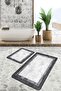 Black - Gray Framed Motif Antique Motif Avangarde 2-Piece Bathroom Mat Set - 2