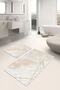 Gold - Modern Art Bohemian Simple & Stylish 2-Piece Bathroom & Kitchen Mat Set with Painted Motifs on Cream Floor - 3