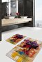 Modern Classic 2-Piece Bathroom & Kitchen Mat Set with Paint Pattern on Painting Floor with Brush Bumps Motif - 2