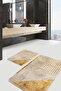 Set of 2 Geometric Motif Houndstooth Patterned Geometric Classic 2-Piece Bath Mat Set on Gold Floor - 5