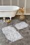 Gray - Black Framed Motif Marble Patterned Classic Antique Motif 2-Piece Bathroom Mat Set - 5