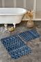 Traditional Geometric Ethnic Motifs with Authentic Motifs on Blue Background 2-Piece Bathroom & Kitchen Mat Set - 3