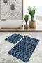 Traditional Geometric Ethnic Motifs with Authentic Motifs on Blue Background 2-Piece Bathroom & Kitchen Mat Set - 6