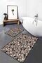 2-Piece Black Floor Floral Motif Floral Patterned Simple & Stylish 2-Piece Bathroom & Kitchen Mat Set