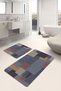 Multi-Colored Woven Carpet on the Floor Patchwork Geometric Simple Stylish 2-Piece Bathroom Kitchen Mat Set