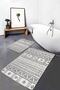 Geometric 2-Piece Bathroom Kitchen Mat Set with Ethnic Motifs on Beige Black Floor - 5