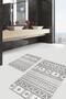 Geometric 2-Piece Bathroom Kitchen Mat Set with Ethnic Motifs on Beige Black Floor - 6