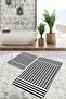 Black - White Geometric Geometric Classic 2-Piece Bathroom & Kitchen Mat Set with Houndstooth Motif on the Floor