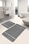 Black - White Geometric Geometric Classic 2-Piece Bathroom & Kitchen Mat Set with Houndstooth Motif on the Floor - 6