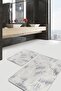 Set of 2 Geometric 2-Piece Bath Mat Set with Framed Motif on Gray Floor